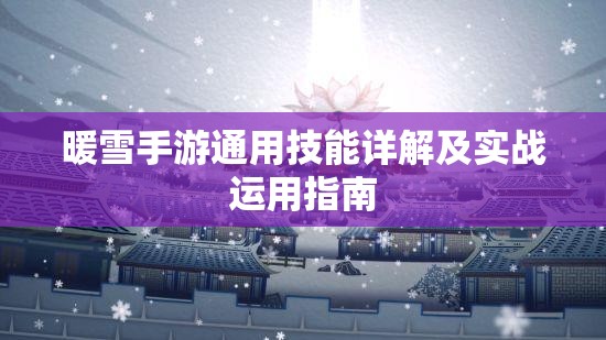 暖雪手游通用技能详解及实战运用指南